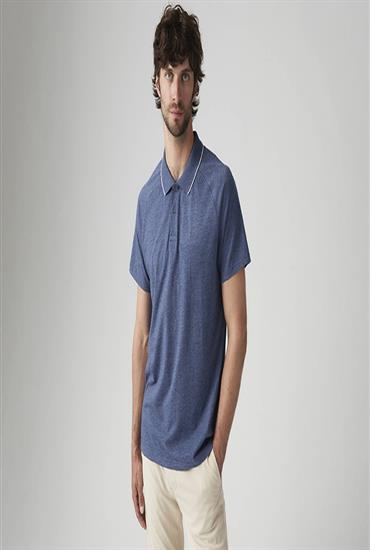 POLO - PERFORMANCE TIPPING STRIPE OCEANA HEATHER